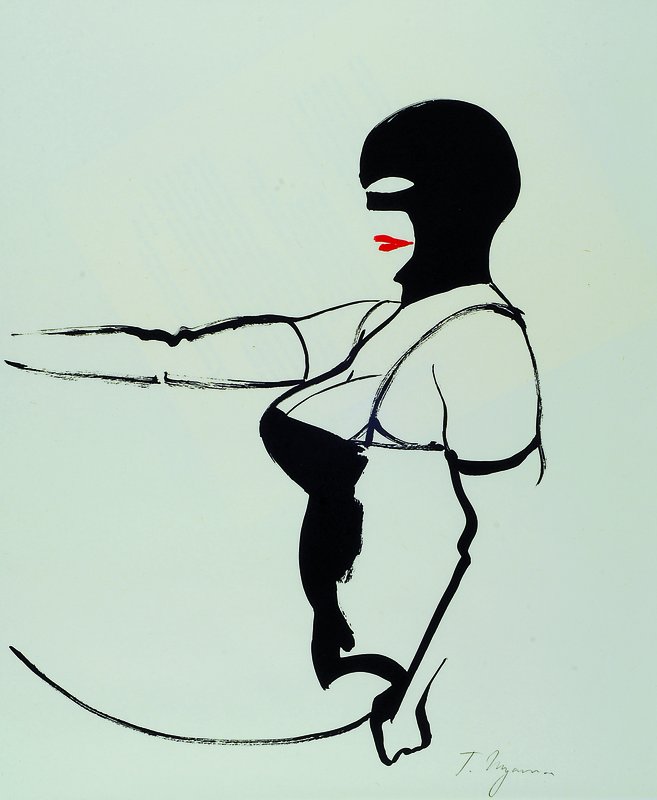 Tomi Ungerer, geb. 1931, Domina, Farboffset, rechts unten handsigniert, ca. 49x36 cm, unter Glas, Rahmen