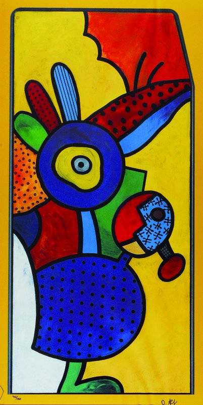 Otmar Alt, geb. 1940, Farboffsetdruck, rechts unten handsigniert, nummeriert (41/50) ca. 84x44 cm, unter Glas, Rahmen, Glas gesprungen
