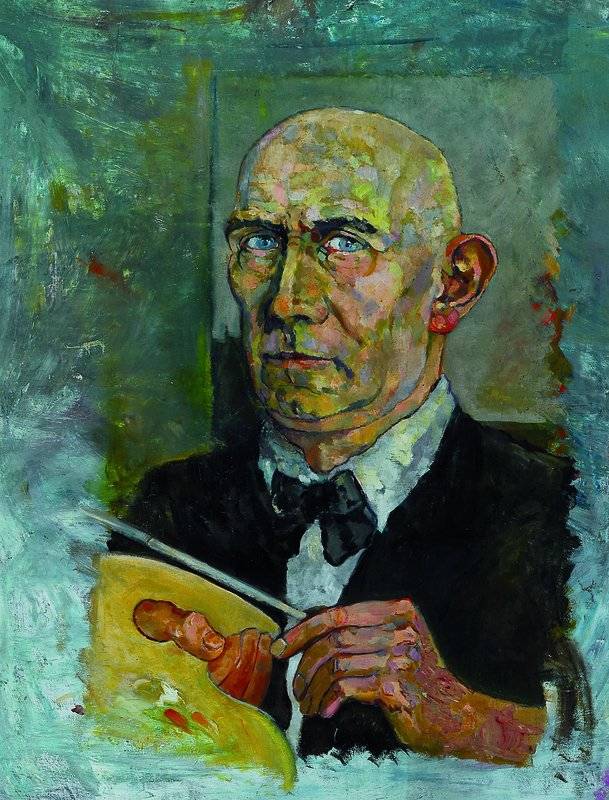 Unbekannter Künstler, Selbstportrait eines Künstlers um 1920, Neue Sachlichkeit, Öl/Karton, ca. 63x46 cm