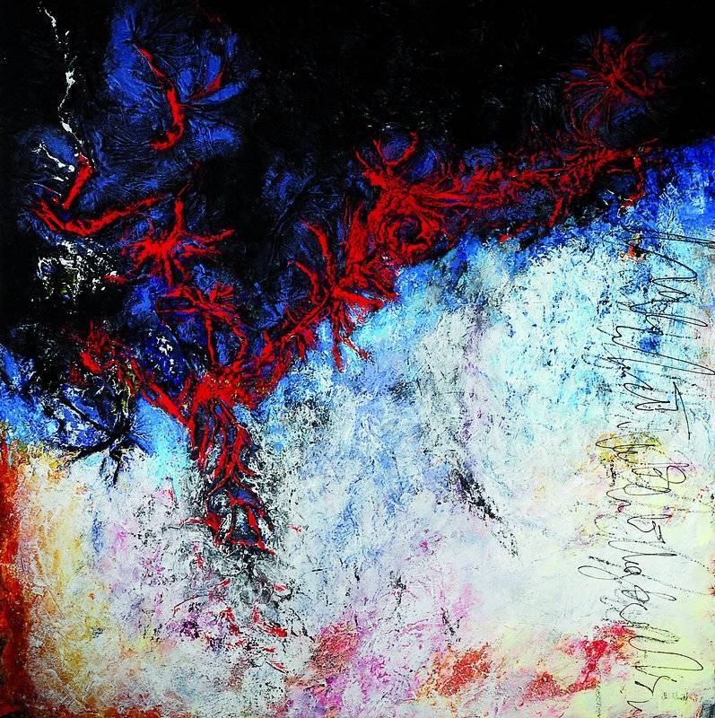 Marion Schmidt, geb. 1963 Eschwege, Metamorphose, Mischtechnik (Öl/Acryl und Wachs), rechts unten signiert, ca. 100x100cm