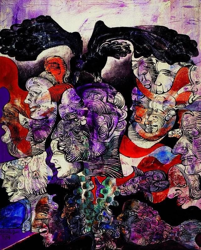 Denis Fadier, geb. 1949, Ölbild von 1974, Ohne Titel, signiert und datiert (19)74, ca. 91x71,5 cm, R.
