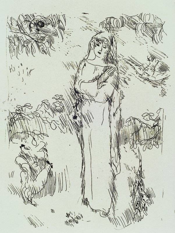 Bonnard Pierre,1867-1947, zwei Radierungen auf Bütten "La vie de Sainte Monique" ,Ambroise Vollard, Paris 1930, Auflage 340 Ex. Bouvet ...