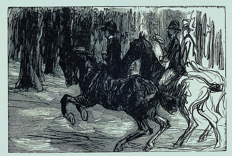 Max Liebermann, 1847-1935, "Reiter im Tiergarten", orig. Holzschnitt auf Bütten, Hoberg, Heyder Berlin 1922, 30 Holzschnittzeichnungen, ...