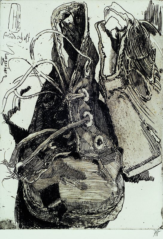 Horst Janssen, 1929-1995, Freundschaft, Radierung, rechts unten handsigniert, ca. 29.5x21 cm