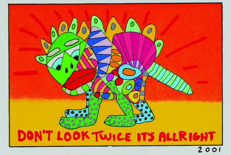 James, Rizzi, 1950-2011, "Don't look it's alright", Farblithografie von 2001 auf Bütten, Blattgröße ca. 23 x 17 cm, ...
