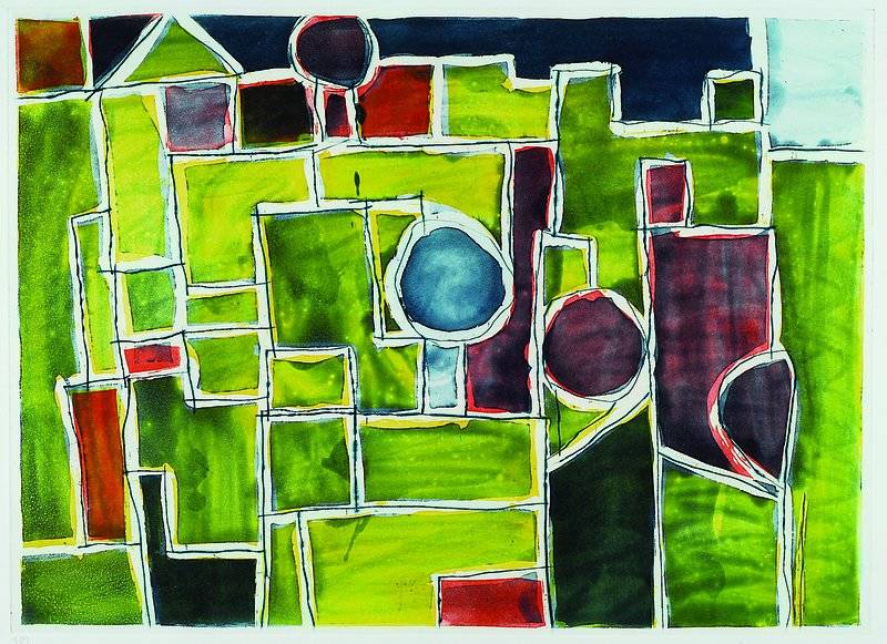 Eduard Bargheer, 1901- 1979, Lithographie, 38/100, rechts unten sign., datiert 74, ca. 31x42 cm (Blatt), unter Glas gerahmt