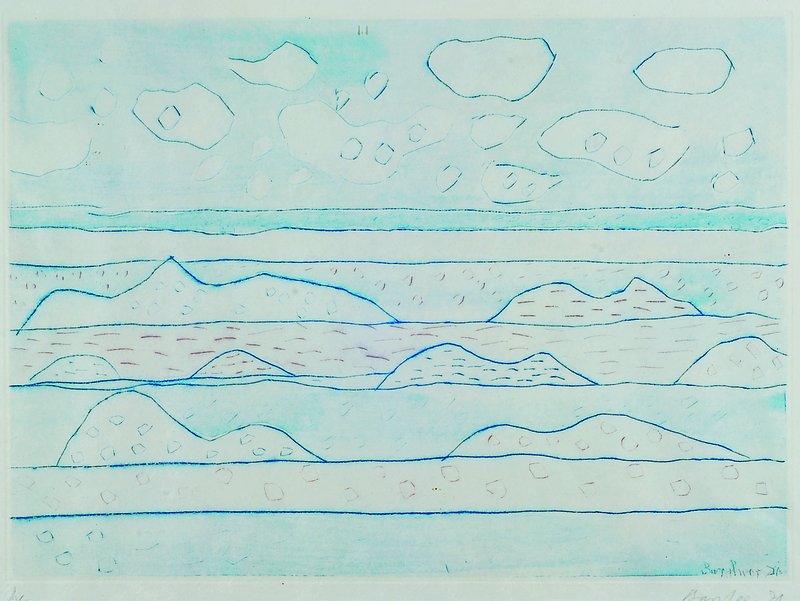 Eduard Bargheer, 1901-1979, Lithographie, rechts unten sign. , datiert 71, ca. 33,5x43 cm ( Blattgröße), unter Glas gerahmt