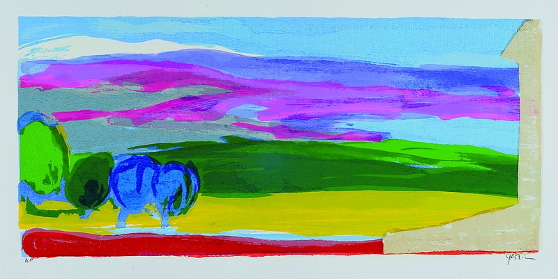 Amos Yaskil, 1935 Haifa, Farbserigraphie auf Bütten, rechts unten sign., Blatt, ca. 26x57 cm