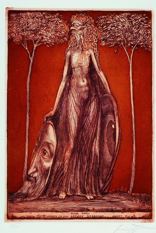 Prof. Ernst Fuchs,geb. 1930 Wien, Flora Okuli, Farbradierung, rechts unten handsigniert, 830/10000,ca. 24x17 cm