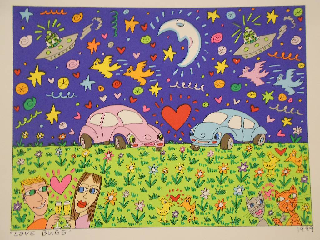 James Rizzi, 1950-2011, Love Bugs, 1999, Farblithografie auf Bütten, ca. 30,5 x 23 cm