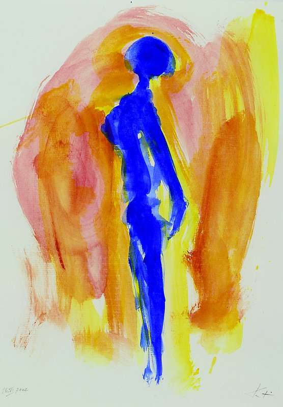 Klaus Fresenius, 1952 Speyer, Der innere Mensch, Aquarell auf Papier, signiert und datiert 26.V.2002, Blattgr. ca. 34x25 cm, unter Glas, Rahmen