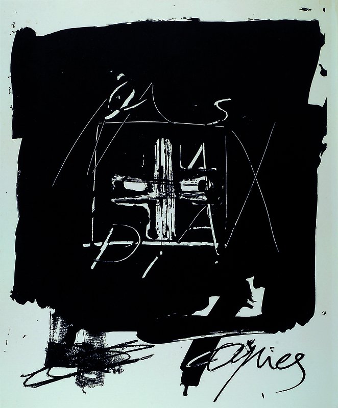 Antoni Tapies, geb. 1923 Barcelona, Lithographie, rechts unten handsigniert,H.C., ca. 73x53 cm ( Blattgröße), unter Glas gerahmt