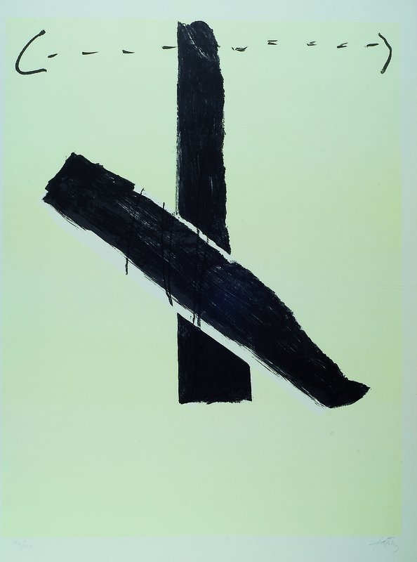 Antoni Tapies, geb. 1923 Barcelona, Lithographie, rechts unten handsigniert, 56/150,ca. 80x60 cm, unter Glas