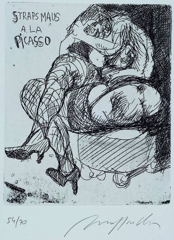 Detail b: Alfred Hrdlicka 1928-2009, 2 Radierungen, Strapsmaus a la Picasso,rechts unten signiert,54/70, ca. 20x16, Der raue Mann und die Languste, rechts ...