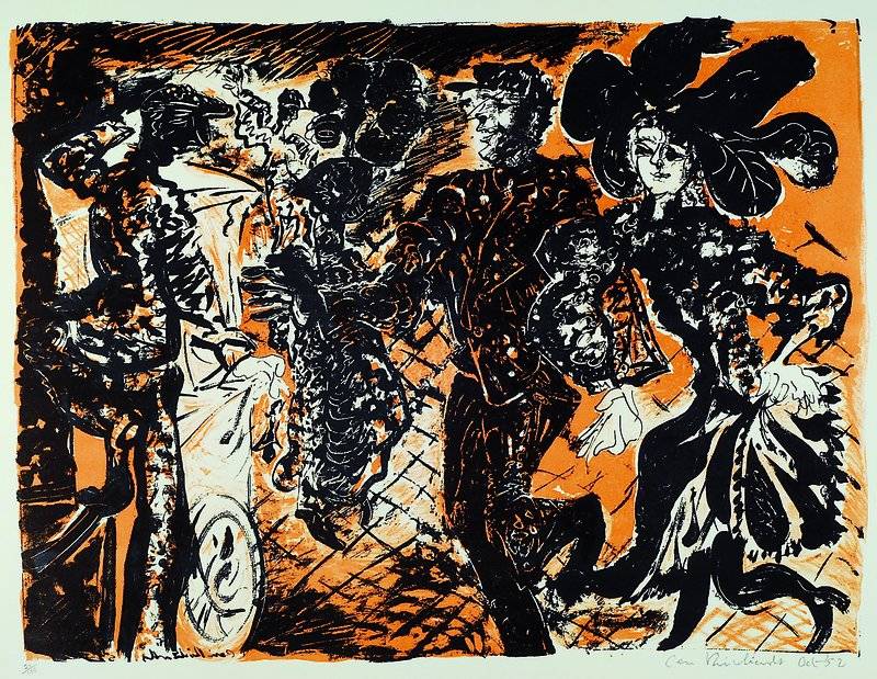 Ceri Richards, 1903-1971, "Pearly King and Queen", Farbholzschnitt, signiert Oct '52, nummeriert 21/100, ca. 44 x 59 cm