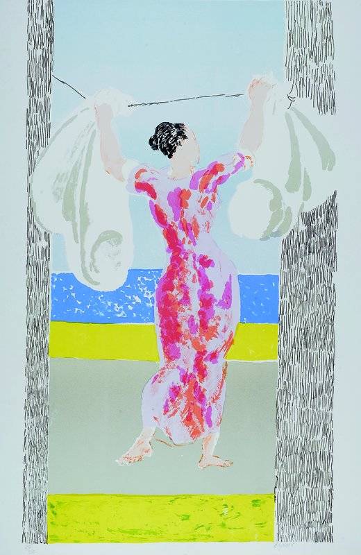Duncan Grant, 1855-1978, "Washerwoman", Lithographie, signiert, nummeriert 250/350, ca. 74,5 x 42.5 cm