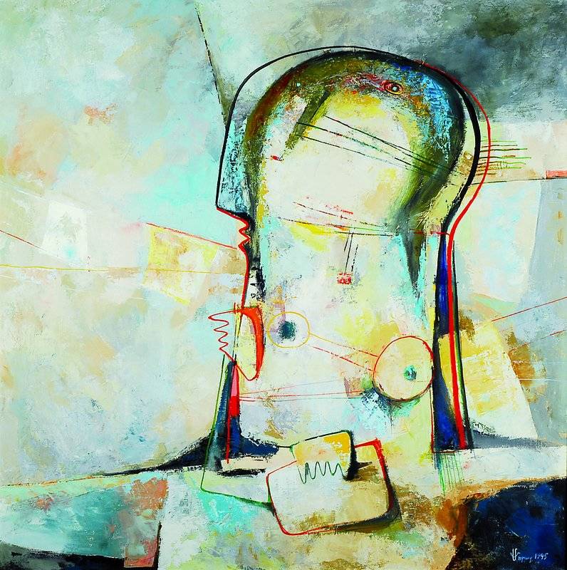Muraz Martiroyan, abstrakte Komposition, Öl/Lwd, ca. 80x80 cm