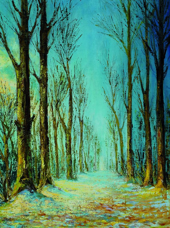 Dahms, Darmstädter Maler des 20. Jh., Winterliche Allee bei seitlichem Lichteinfall, Öl/Lwd, links unten signiert, ca. 60x44.5cm, Rahmen