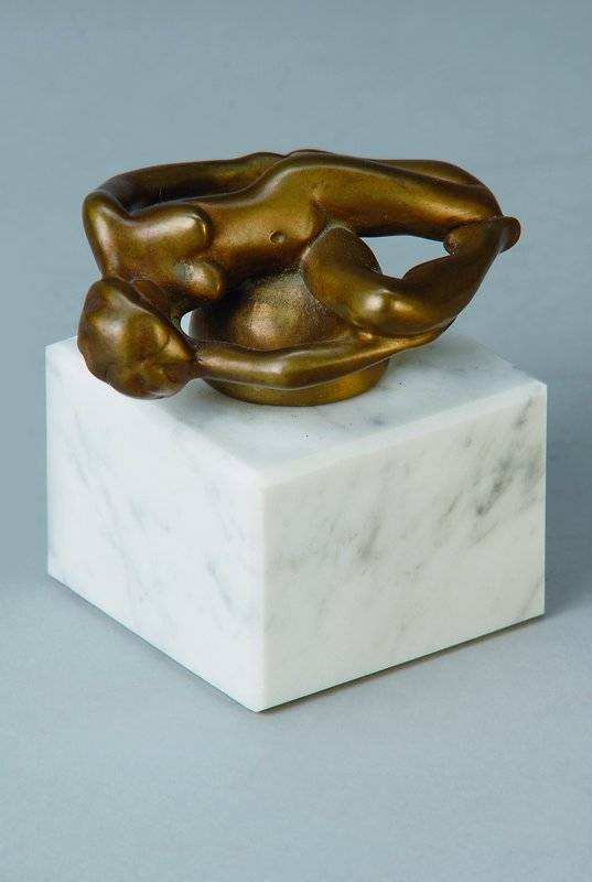 Maximilian Delius, geb. 1958, Bronzeskulptur patiniert, Bewegung III, auf Marmorsockel, H. 9 cm