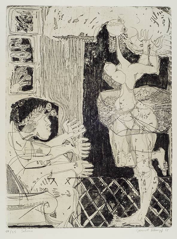 Gernot Rumpf,geb. 1941 Kaiserslautern, Salome, Aquatinta-Radierung, Auflage 11/65, rechts unten signiert und datiert 68, ca. 39,5x29,5 cm (Motiv)