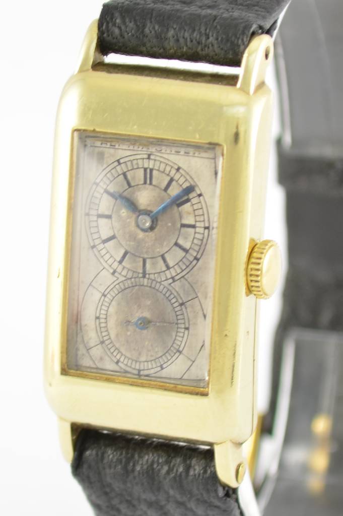 Detail a: ALPINA/GRUEN seltene Herrengoldarmbanduhr sog. Doctors-Watch, Handaufzug, Schweiz für den dtsch. Markt um 1935, GG 585/000, rectangulär, M. ca. 44 ...
