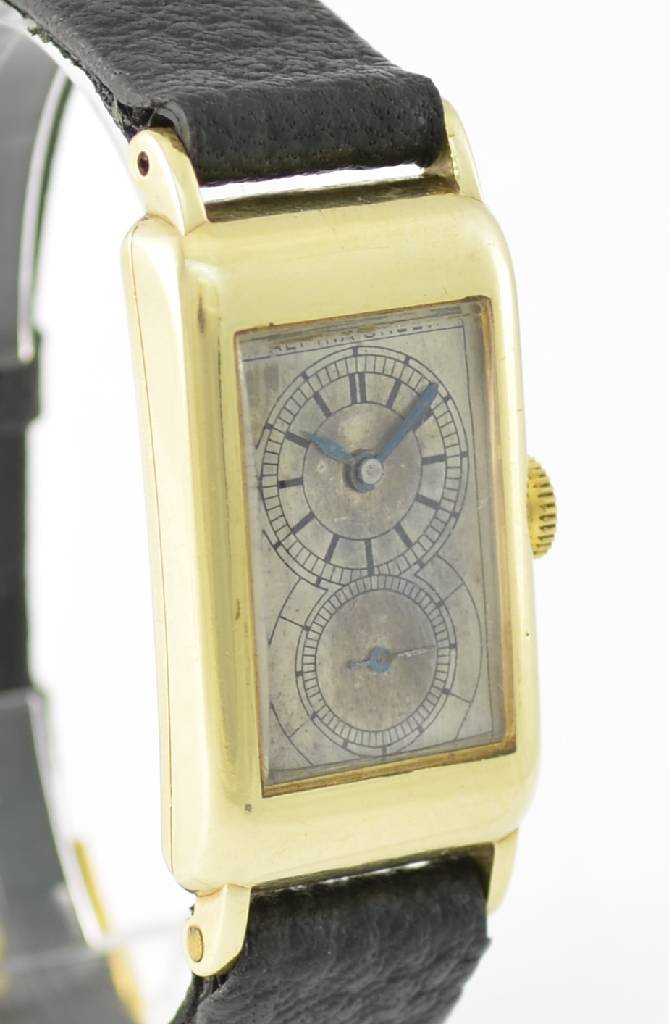 Detail b: ALPINA/GRUEN seltene Herrengoldarmbanduhr sog. Doctors-Watch, Handaufzug, Schweiz für den dtsch. Markt um 1935, GG 585/000, rectangulär, M. ca. 44 ...