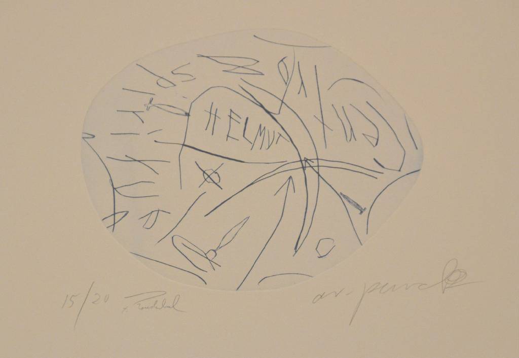 Detail b: A.R. Penck, geb. 1939 Dresden, Centro Spirituale, Mappe mit 6 farbigen Radierungen in Gemeinschaftsarbeit Carrara 1993, alle rechts unten ...