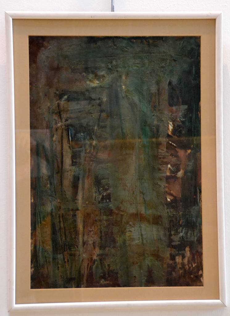 Detail a: Andreas Baader, Abstrakte Komposition, Mischtechnik, Auflage 56/189, ca. 67x49 cm, unter Glas, Rahmen