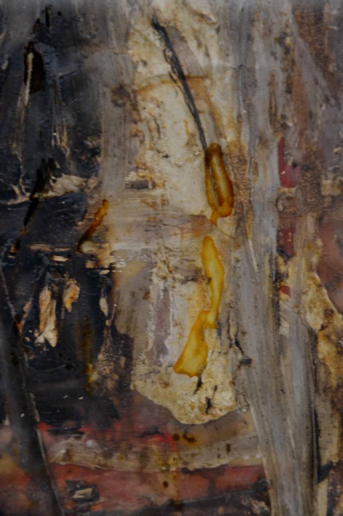 Detail c: Andreas Baader, Raumstudio I, Mischtechnik in braun, rot und weiß, rückseitig signiert, Auflage 69/189, Passepartout, ca. 50x69 cm, unter Glas, ...
