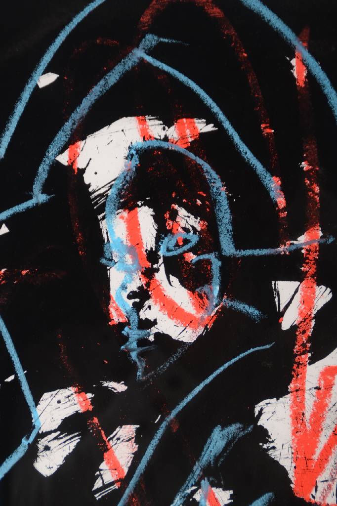 Detail c: Helge Leiberg, geb. 1954, Gouache und Pastell auf Papier, handsigniert und datiert 93, ca. 82x58 cm, unter Glas, Rahmen