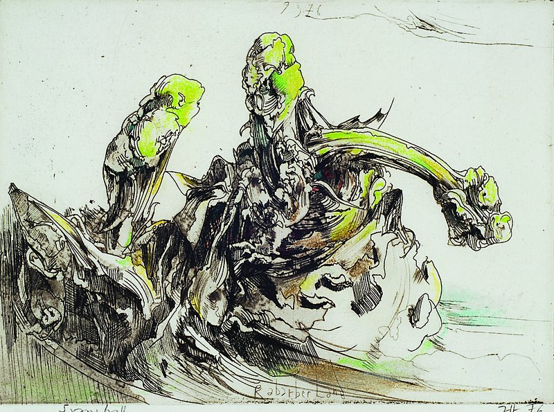 Horst Janssen, 1929-1995, Rabarber Land, Radierung, datiert 76, handsigniert, ca. 20x25cm