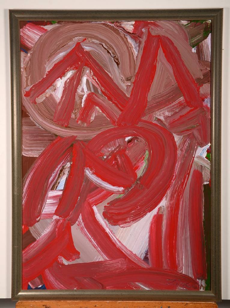 Detail a: H. Zimcon, geb. 1938, Rhythmus, Öl/Malpappe,rechts unten signiert, ca. 67,5x48 cm
