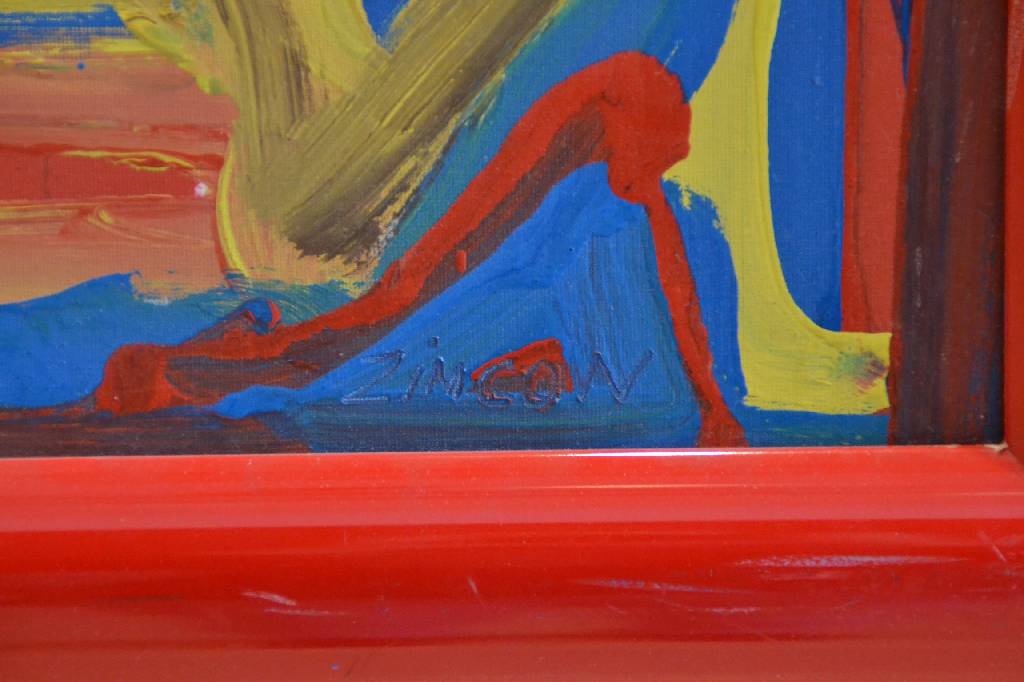 Detail c: H. Zimcon, geb. 1938, Quadriga 1994, Öl/Malpappe, rechts unten signiert, rückseitig betitelt, ca. 79x58,5 cm, Rahmen