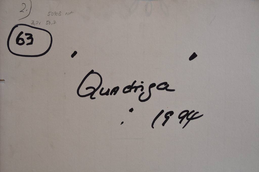 Detail d: H. Zimcon, geb. 1938, Quadriga 1994, Öl/Malpappe, rechts unten signiert, rückseitig betitelt, ca. 79x58,5 cm, Rahmen