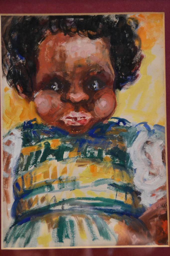 Detail d: Traudel Meischke, Offenbach, zwei Arbeiten aus dem Nachlass: Karussell, Aquarell und Feder, ca. 20x28,5 cm, PP, unter Glas gerahmt,Kind, ...