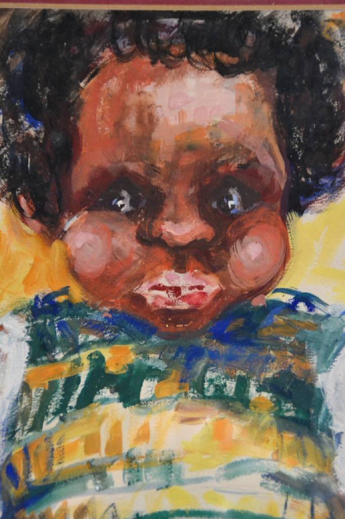 Detail e: Traudel Meischke, Offenbach, zwei Arbeiten aus dem Nachlass: Karussell, Aquarell und Feder, ca. 20x28,5 cm, PP, unter Glas gerahmt,Kind, ...