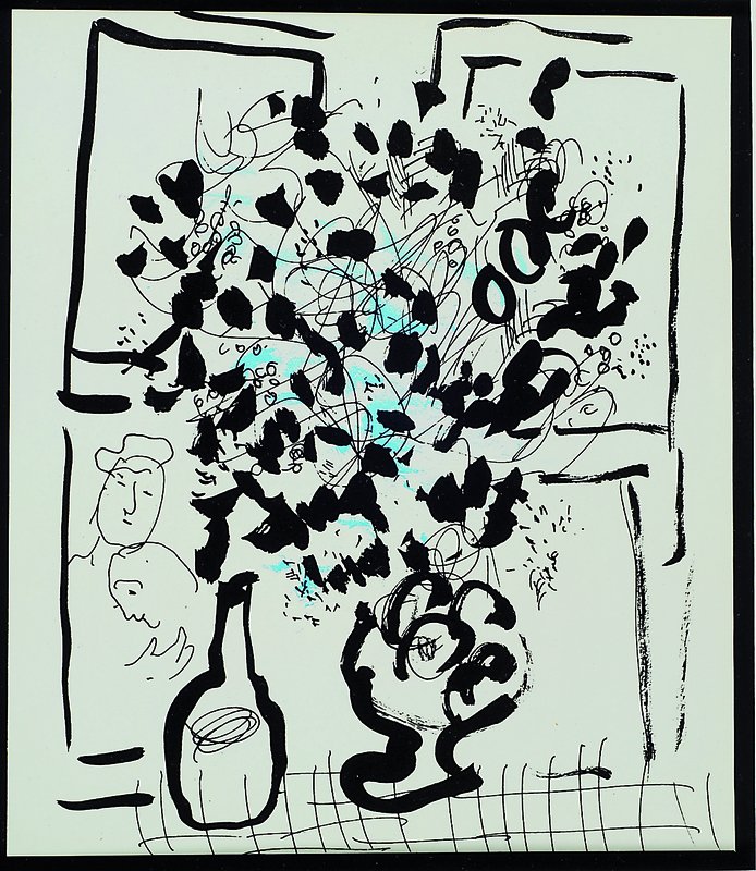 Marc Chagall, 1887-1985, Lithographie, ca. 24x20 cm, Passepartout, unter Glas, Rahmen