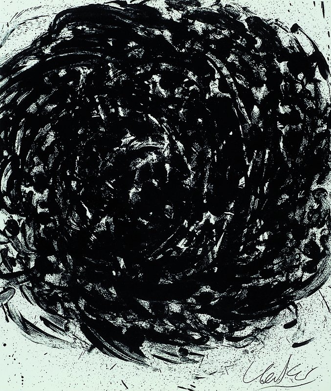 Günther Uecker, geb. 1930, Lithographie, Nagelfläche, handsigniert, ca. 40x32 cm, unter Glas, Rahmen