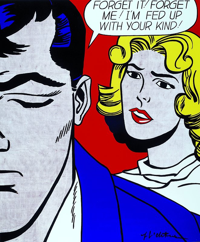 Roy Lichtenstein, 1923-1997, Farboffset, handsigniert, forget it forget it, ca. 70 x 57cm, unter Glas, Rahmen