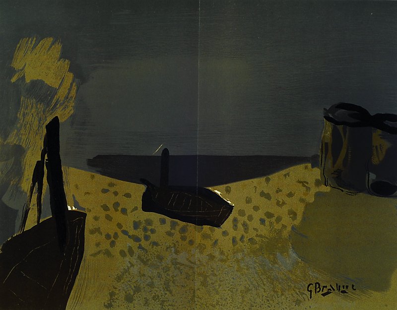 Georg Braque, 1981-1963, Zwei Farblithographien, je mit Bugfalte, 1x im Stein signiert, ca. 38x55 cm
