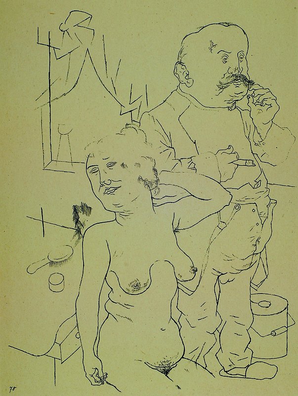Georg Grosz, 1893-1959, Vier 20er Jahre Aktdarstellungen, Lithographien, "Sonntag früh 1922", "Aus der Jugendzeit 1922", ...