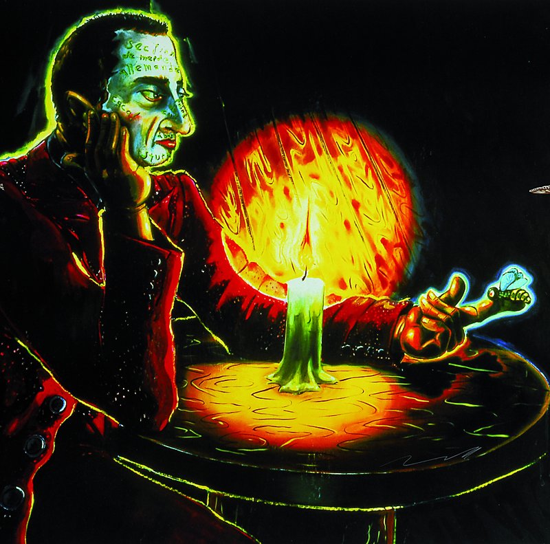 Jörg Immendorff, 1945-2007, Der Gedanke, Farboffset, handsigniert, ca. 58x58 cm, unter Glas, Rahmen