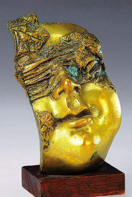 Gonou o.ä., datiert (19)85, Bronzeskulptur, Kopf, signiert, datiert und num. 2/8, ca. 14.5 cm