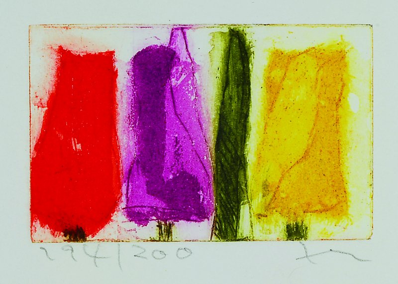 Klaus Fussmann, geb. 1938 Velbert, Farbradierung, 3 Tulpen, handsigniert und num. 114/200, ca. 4.5x7 cm