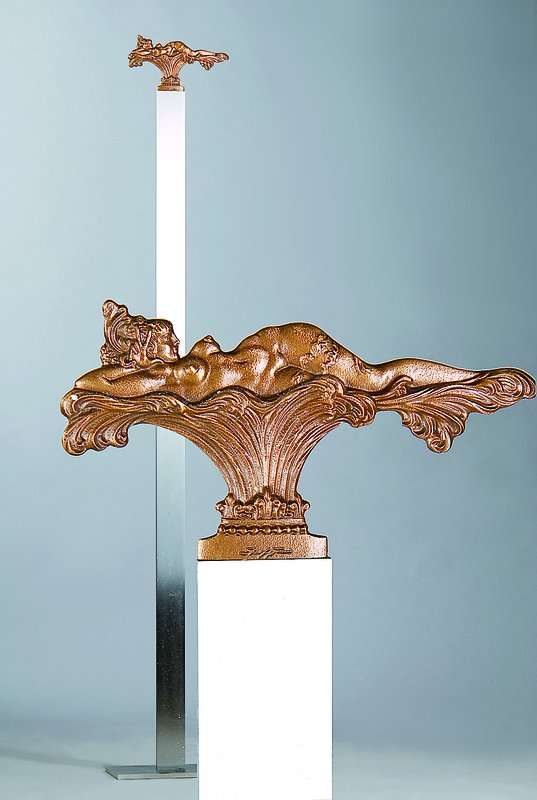 Ernst Fuchs, geb. 1930 Wien, Bronze, signiert und num. 39/1000, Strassacker-Stempel (hoher Sockel), Gesamt ca.153 cm