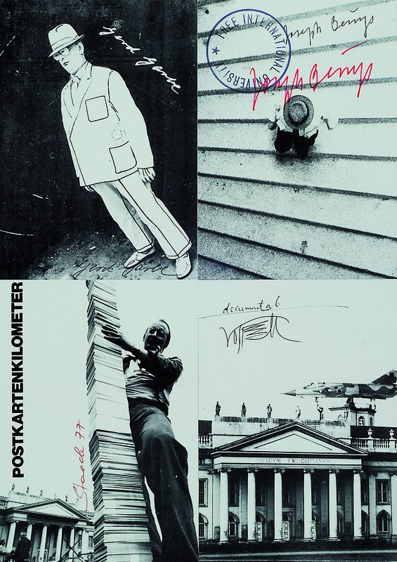 Joseph Beuys, 1921 Krefeld -1986 Düsseldorf & Klaus Staeck, geb. 1938, Andruckbogen Postkartenkilometer, von beiden handsigniert, datiert 1977, ...