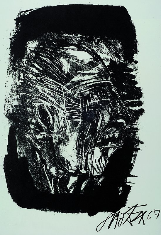 Otto Dix, 1891 Gera-1969 Singen, Selbstbildnis, Lithografie, im Stein signiert,datiert (19)67, unter Glas gerahmt, ca. 50x60 cm