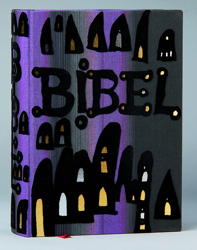 Die Bibel, illustriert von Friedensreich Hundertwasser, Pattloch Verlag 1995, Einband und Schuber auch von Hundertwasser gestaltet, neuwertiger ...