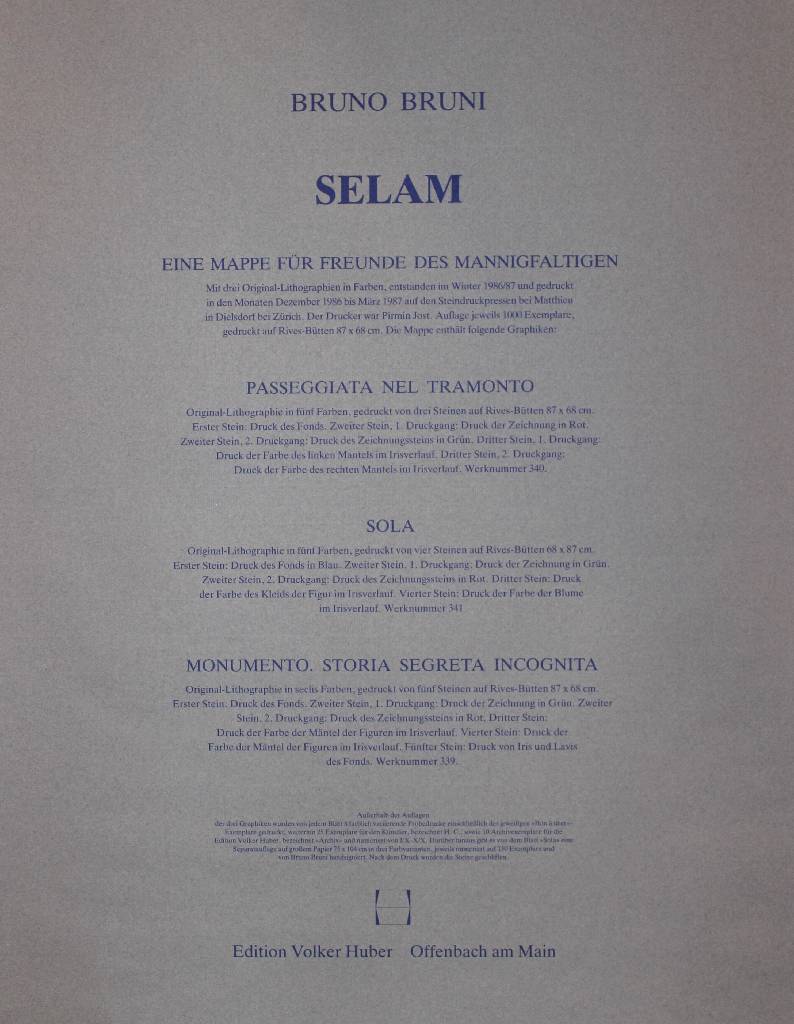 Detail c: Bruno Bruni, geb. 1935 Gradara, Mappe "Selam", 3 Originallithographien, Druck bei Matthieu in Dielsdorf, limitierte Auflage 1000 Exemplare, ...