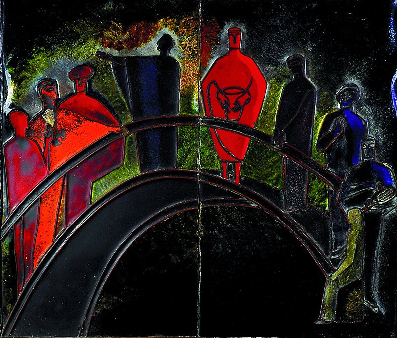 Sigrid Schilde, 1924 Hersfeld - 1995 Überlingen, Emailkünstlerin und ehem. Dozentin der Hanauer Akademie, eigenes Atelier in Eßlingen, Staatspreis ...